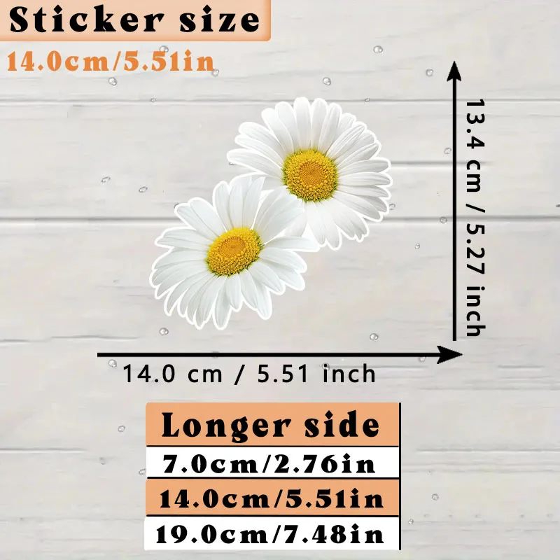 1SET Two Daisy Flower Waterproof Self-adhesive Vinyl Sticker for Car Motorcycle Bike Helmet Laptop Decor