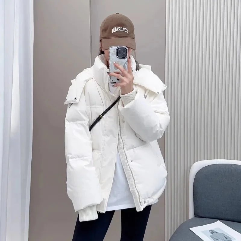 

Новинка 2025 года, зимняя пуховая хлопковая куртка, женское хлопковое пальто Parker, универсальное толстое свободное пальто с капюшоном в Корейском стиле, сохраняющее тепло пальто