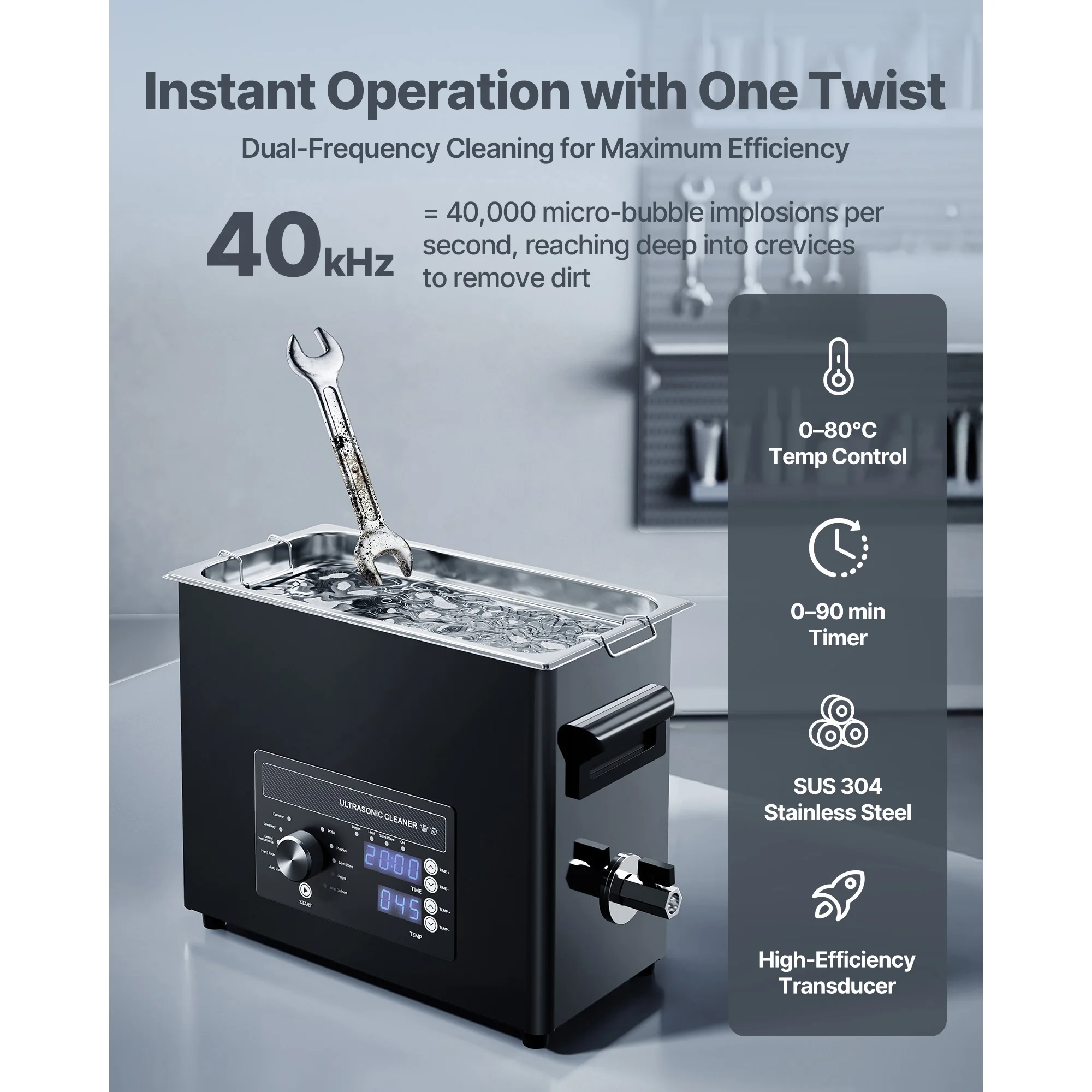 6L Ultrasonic Cleaner, Professional Ultrasonic Cleaner Machine with Knob Control, Stainless Steel Cleaning Machine with Basket and Cleaning Ball, Razors, Jewelry, Coins and More, Designed for Watches