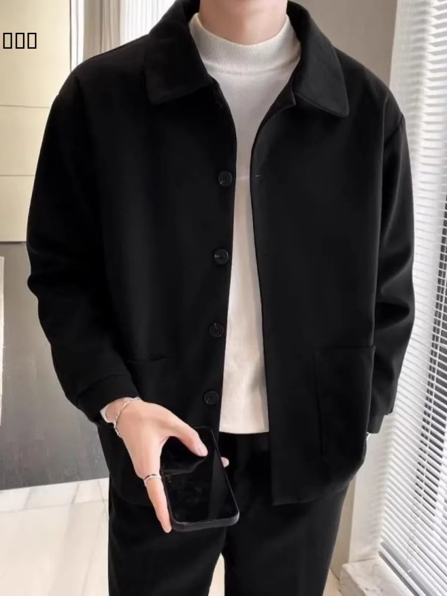 

Мужское двустороннее шерстяное пальто Dave Hill: модное повседневное пальто с отложным воротником для осени и зимы, молодежное и теплое