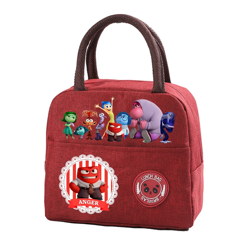 Disney Inside Out 2 Kids Anime Lunch Tote Children Cartoon Food Insulation Bag Boy Girl Creative Cute Picnic Bags Handbags Gifts