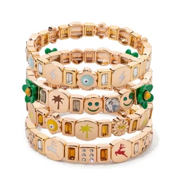 2024 New Christmas Bangle For Women Gold Color Elastic Bracelets Elk Happy Accessory