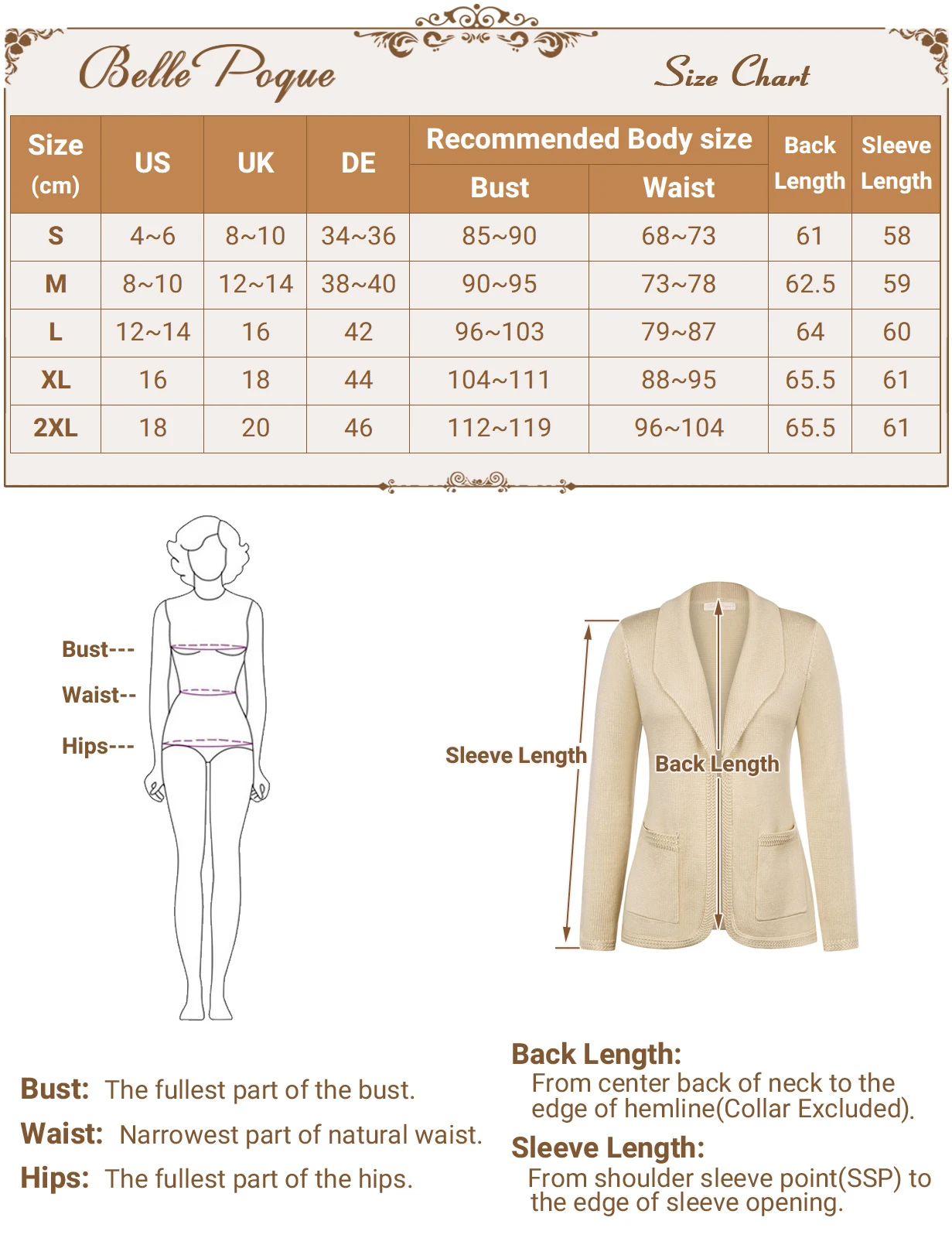 Belle Poque Women Vintage Cardigan Shawl Lapel Button Down V-Neck Sweater Blazer With Pockets Office Lady Workwear Coat A30