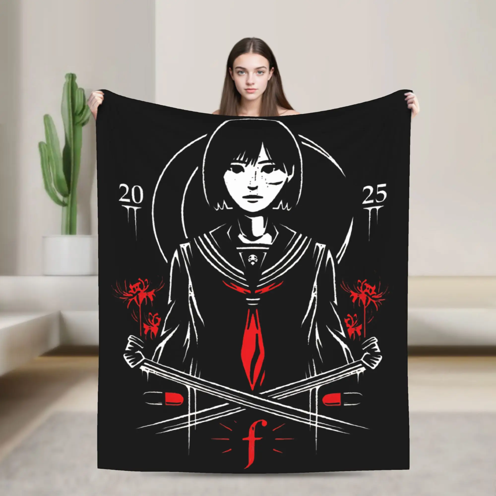 

Одеяло с изображением ужасов Silent Hill F, качественное мягкое теплое постельное белье, осеннее покрывало для девочек и мальчиков, уличное трендовое уличное покрывало