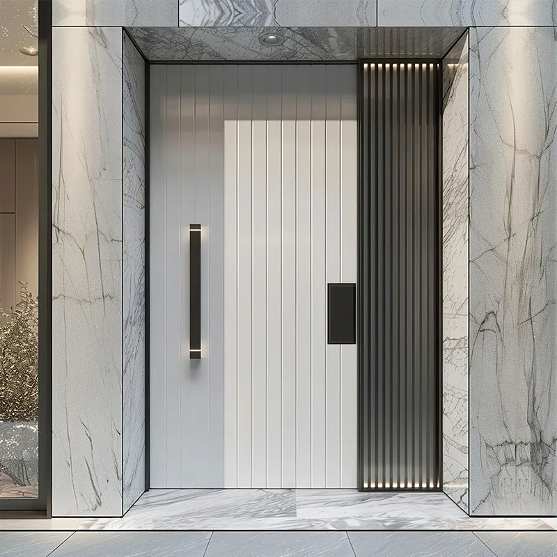 

Cream wind entry door Mother and child door White anti-theft door Villa Entry Householdr One scene Cast aluminum