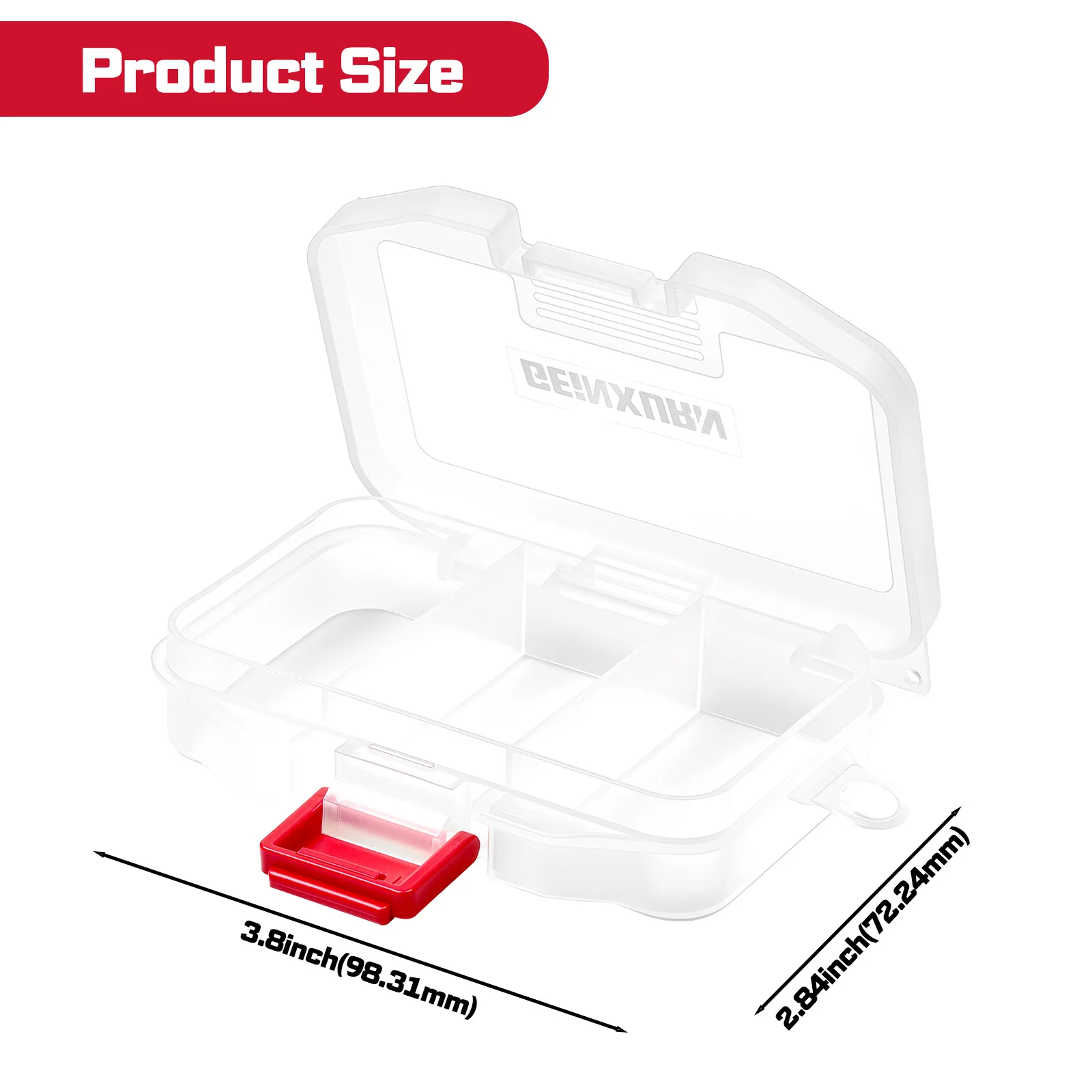 Geinxurn Small Parts Organizer, 4Pcs Plastic Transparent Portable Tools Boxes with Dividers for Small Accessories Storage Cases