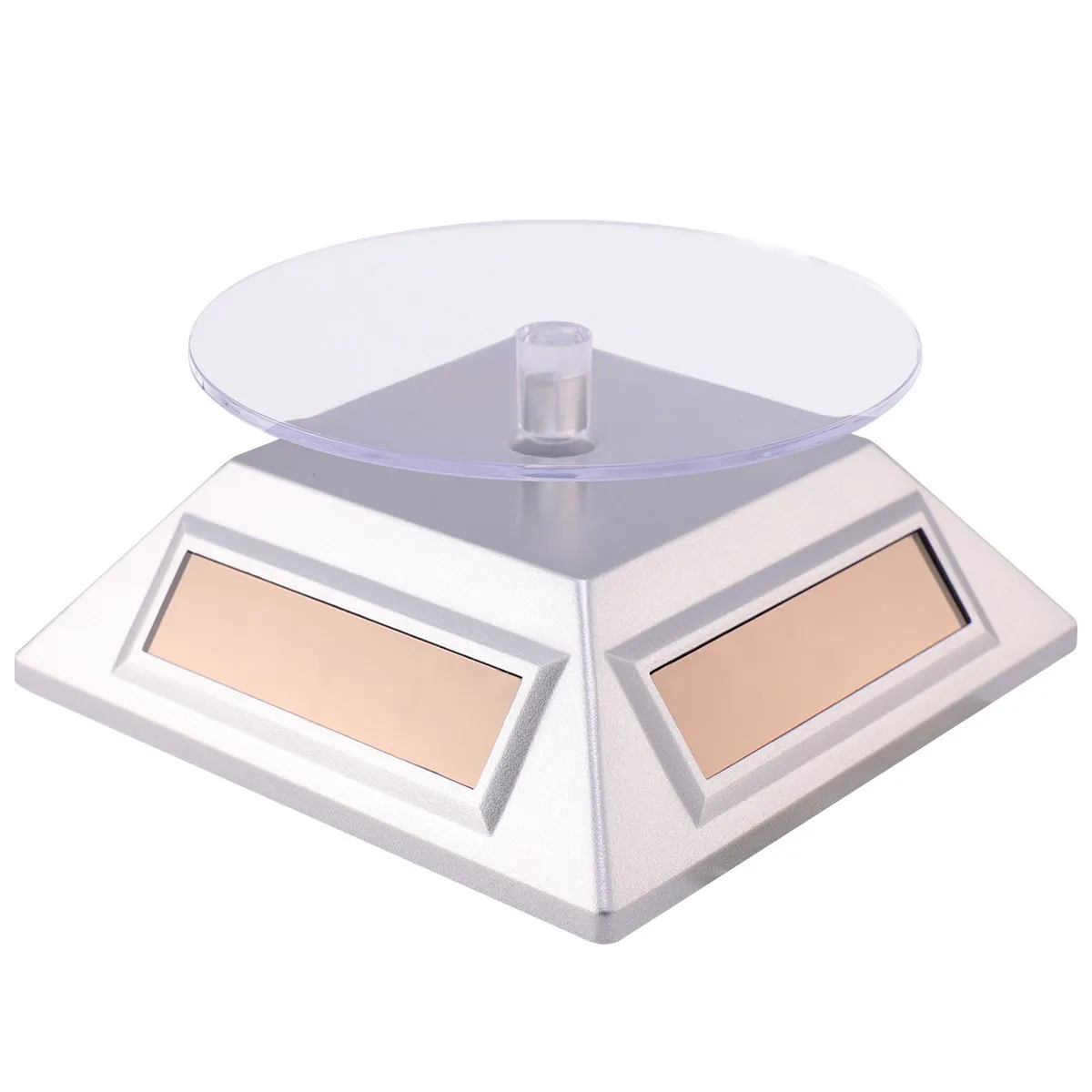 3 Layer 360 Solar Showcase Rotating Jewelry Display Stand Necklace Bracelet Watch Phone Organizer Silver Solar Showcase