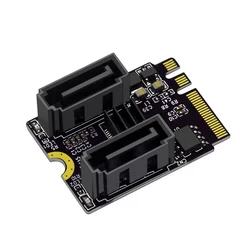 M2(A+E Key) to Dual Port SATA3.0 Expansion Card PCle 3.0 KEY A+E WIFI M.2 to SATA for NGFF 2230 SSD Adapter Card for PC Computer