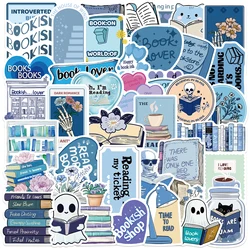 50Pcs Blue Bookish Graffiti Sticker Reading Book Stickers for Students School Season Gift DIY Stationery Luggage Laptop