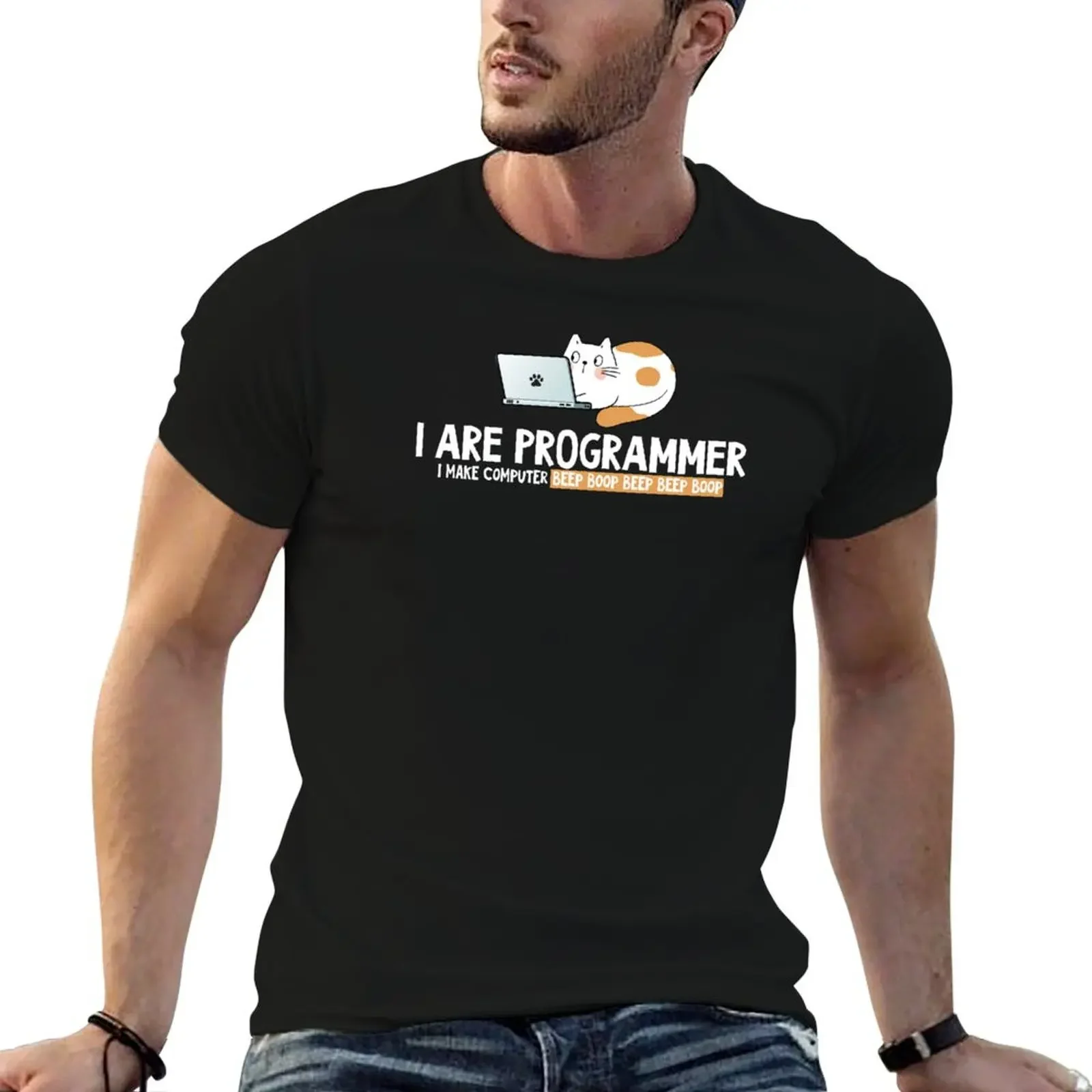 

I Are Programmer Cat Programmer T-Shirt blacks sports fans Short sleeve tee anime stuff mens vintage t shirts