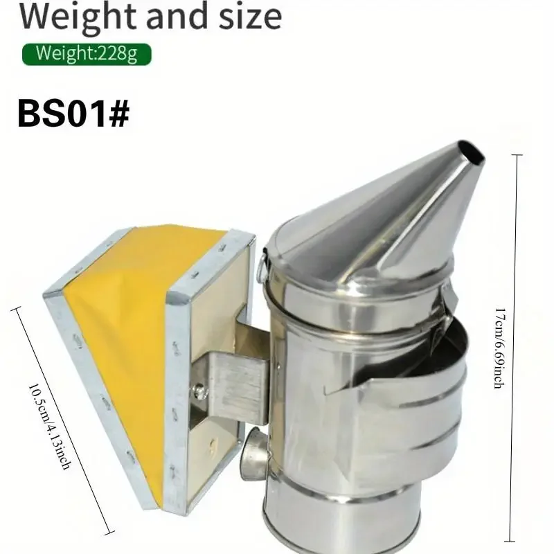 1Set  Stainless Steel Beekeeping Smoker Hive Box Tool Supplies Manual Smoke Maker with Hanging Hook Hive Feeder