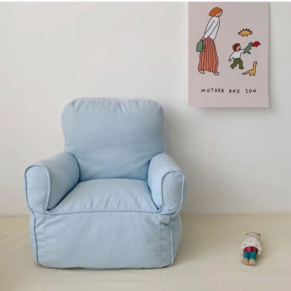Divano singolo per bambini, mini divano in tela tinta unita scozzese