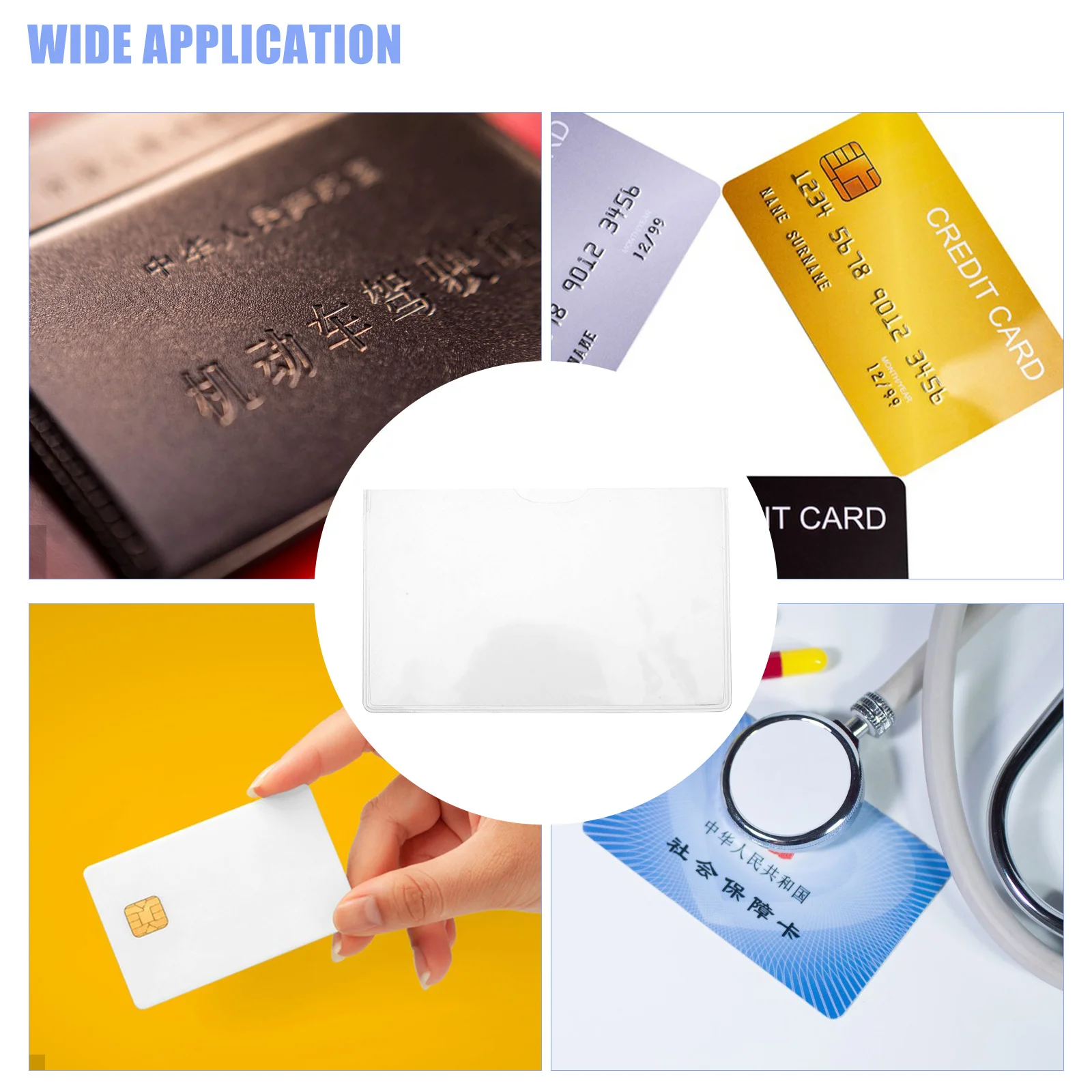 مجموعة مكونة من 5 قطع من أكمام بطاقات حماية لشهادة الميلاد، واقيات شفافة من البلاستيك الصلب، حامل شارة الأعمال عموديًا