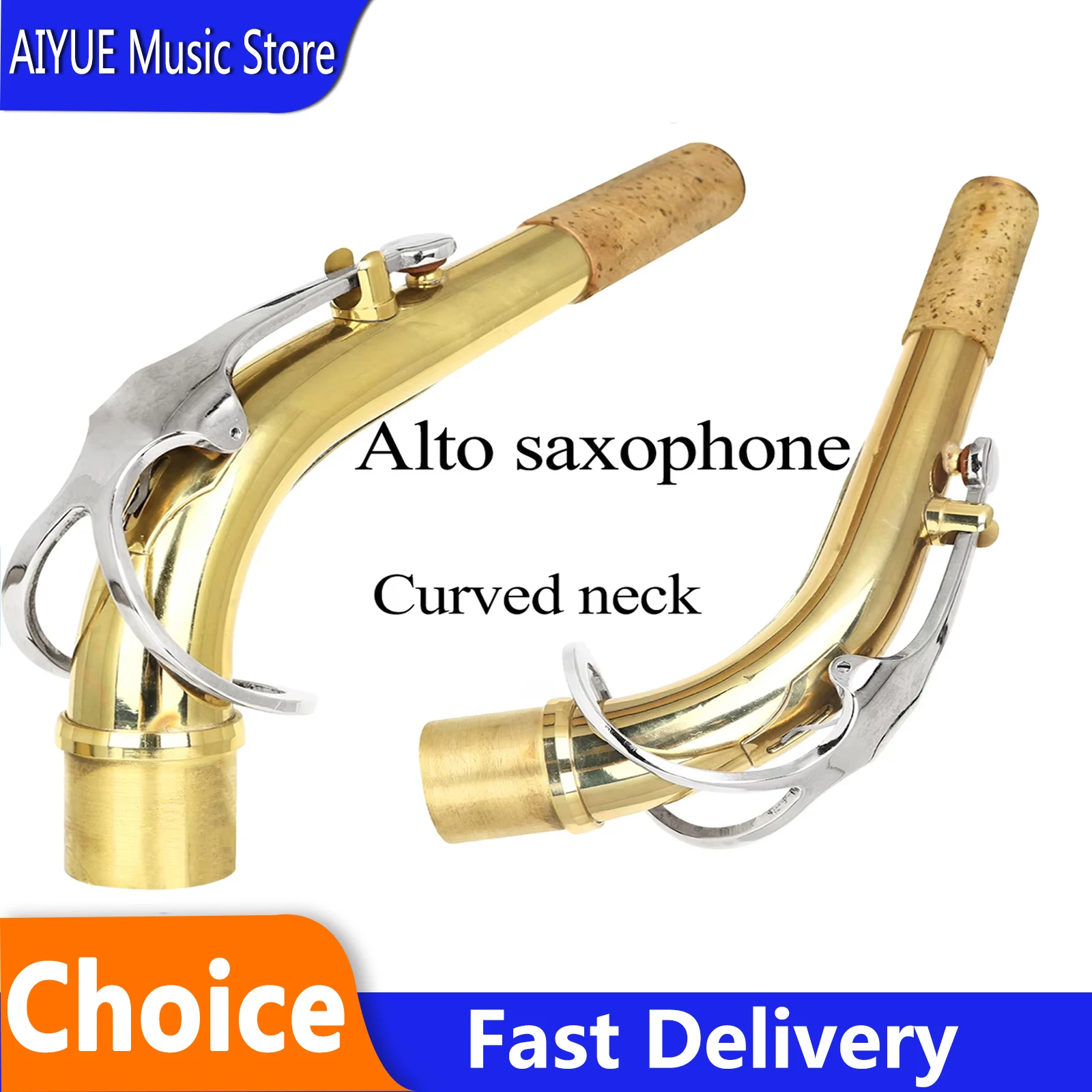 

Изогнутый мундштук для альт-саксофона, латунный, двухцветный (золото и серебро), подходит для аксессуаров альт-саксофона и деревянных духовых инструментов.