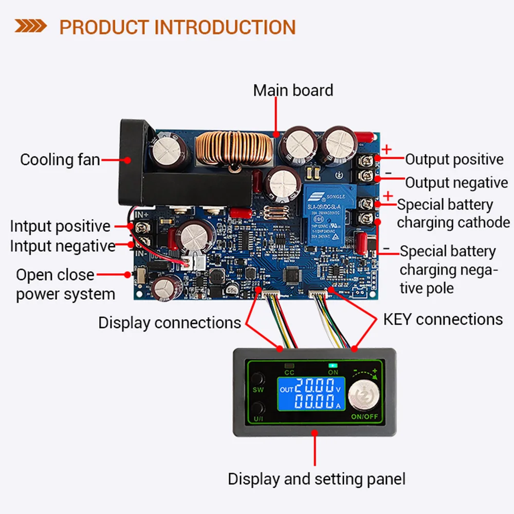 Imagem -05 - Led Digital dc Step-down Voltímetro Buck Tensão Constante Atual Mppt Bateria de Energia Solar Fonte de Alimentação dc 0100v 20a 1000w