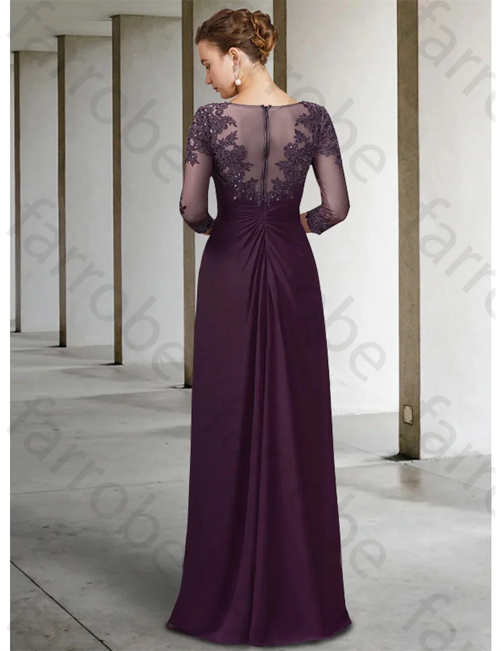 Customized Mother of The Bride Dresses Classic Wedding Party Dress Lace Appliques 3/4 Length Sleeve Floor Length for women Gown