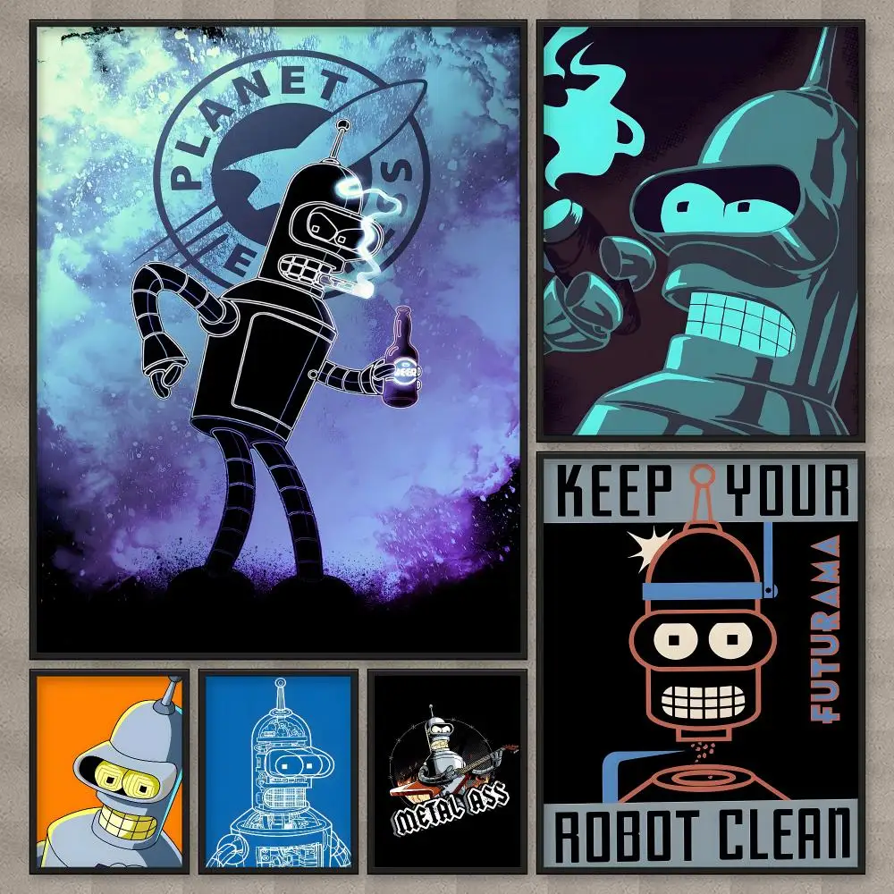 F-Futurama B-Bender Art Poster HD Wall Art Home Decor Waterproof Print Bedroom Garage Party Gift