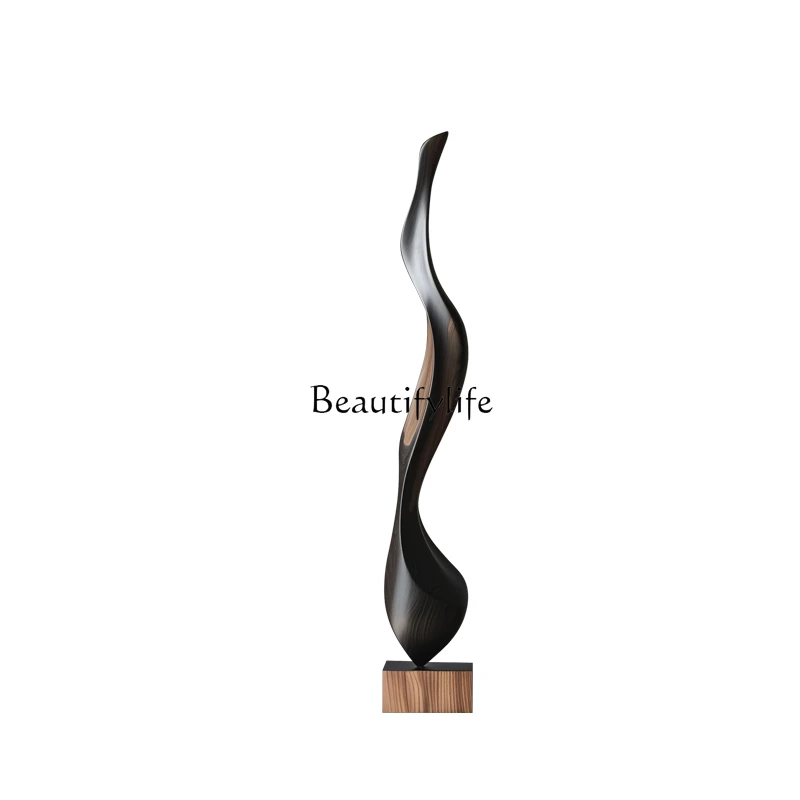 Abstract art solid wood sculpture ornament B & B hotel entrance vertical decoration