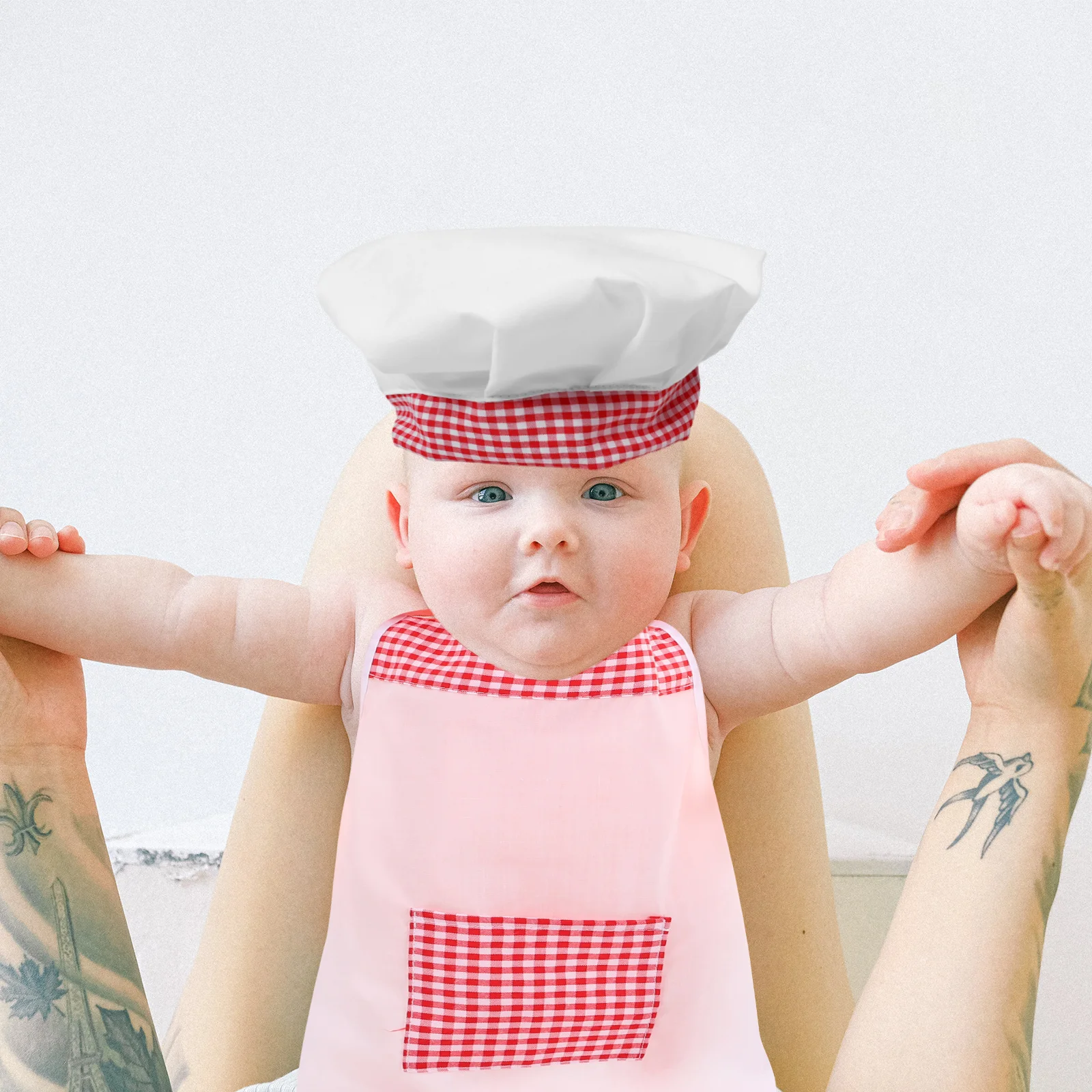 

1Set Costume Photography Props Comfortable Newborn Toddler Apron Chef Hat Set 100 Days Outfit Kitchen Apron for Kid