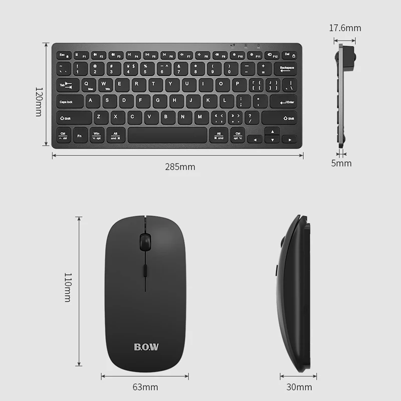 B.O.W Small Keyboard Recharging , Keybord and and Mouse Wireless Combo For Computer, Laptop, Tablet