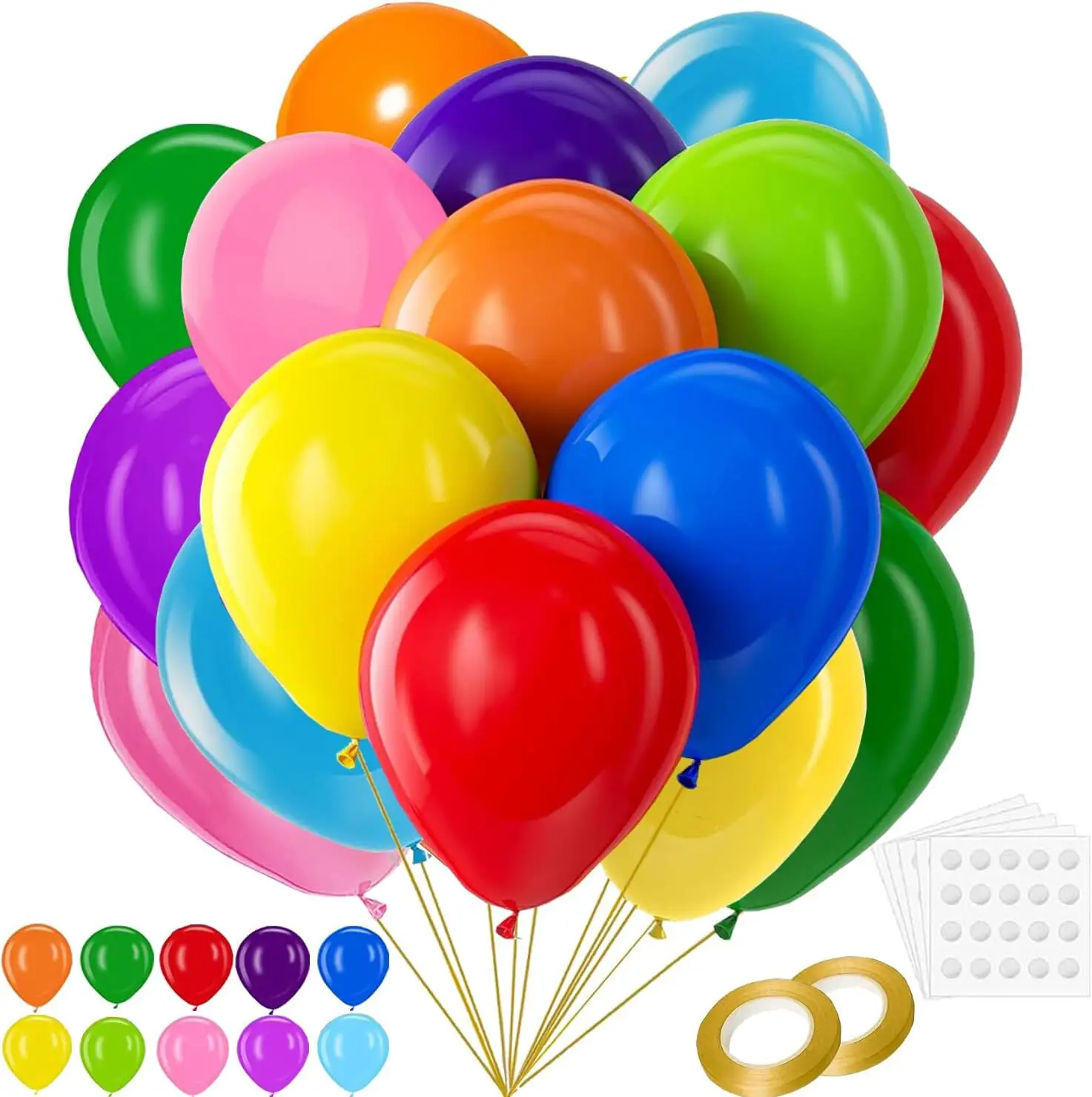5/10 inch 10/20/30/50/100pcs matte multi-color and metal multi-color latex balloon set, suitable for weddings, birthdays