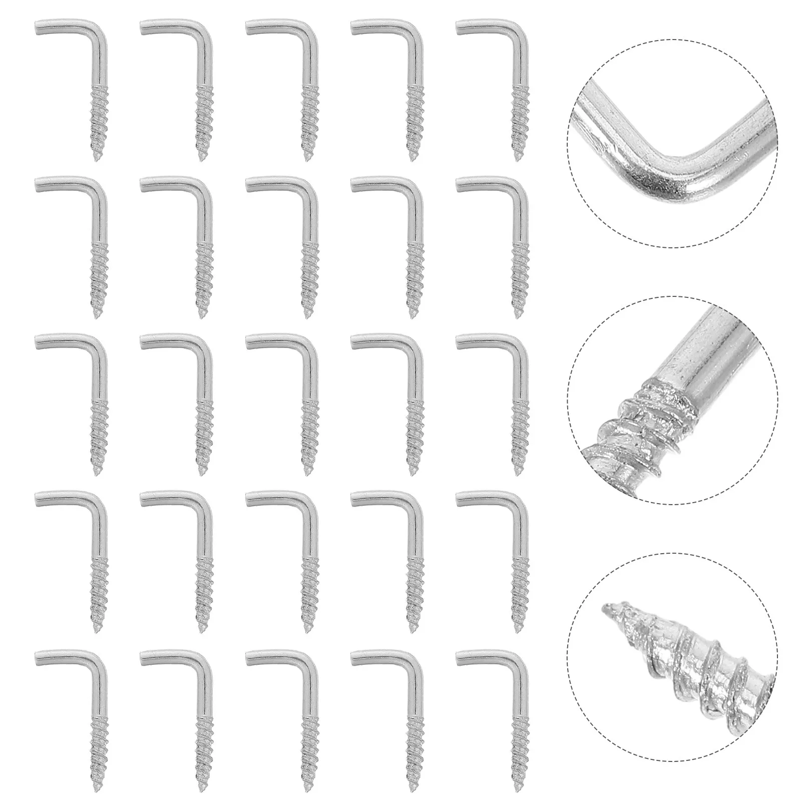 100pcs Metal L-Shaped Screw Hooks 90 Degree Metal Utility Hooks for Wall Hanging Storage Picture Key Jewelry Home Organization