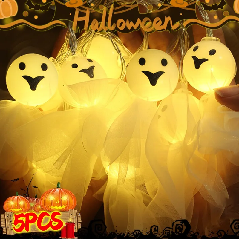 

Halloween Sunny Doll Ghost Lantern String Battery Powered Indoor Outdoor Atmosphere Ghost Lights for Home Party Festival Decor