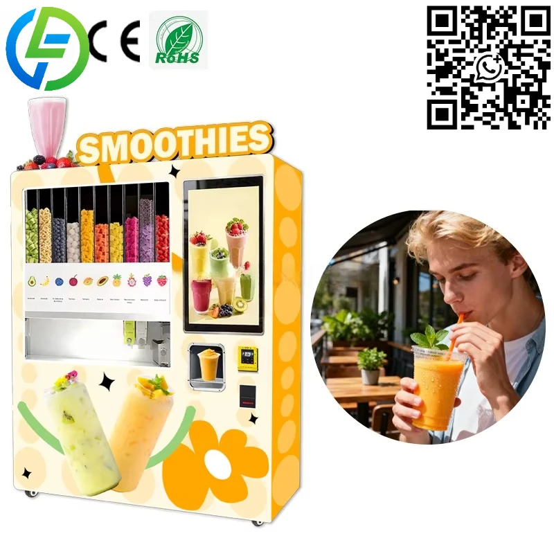 Máquina de Venda Automática de Smoothies Personalizados com Refrigeração e Autoatendimento