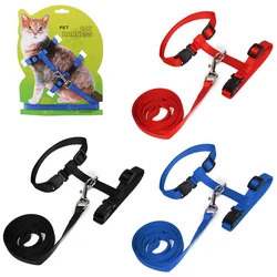 Escape-proof Small Dog Cat Collar Harness with Leash Set H Shape Choke Free Puppy Kitten Harness Soft Nylon Strap Collar for Pet