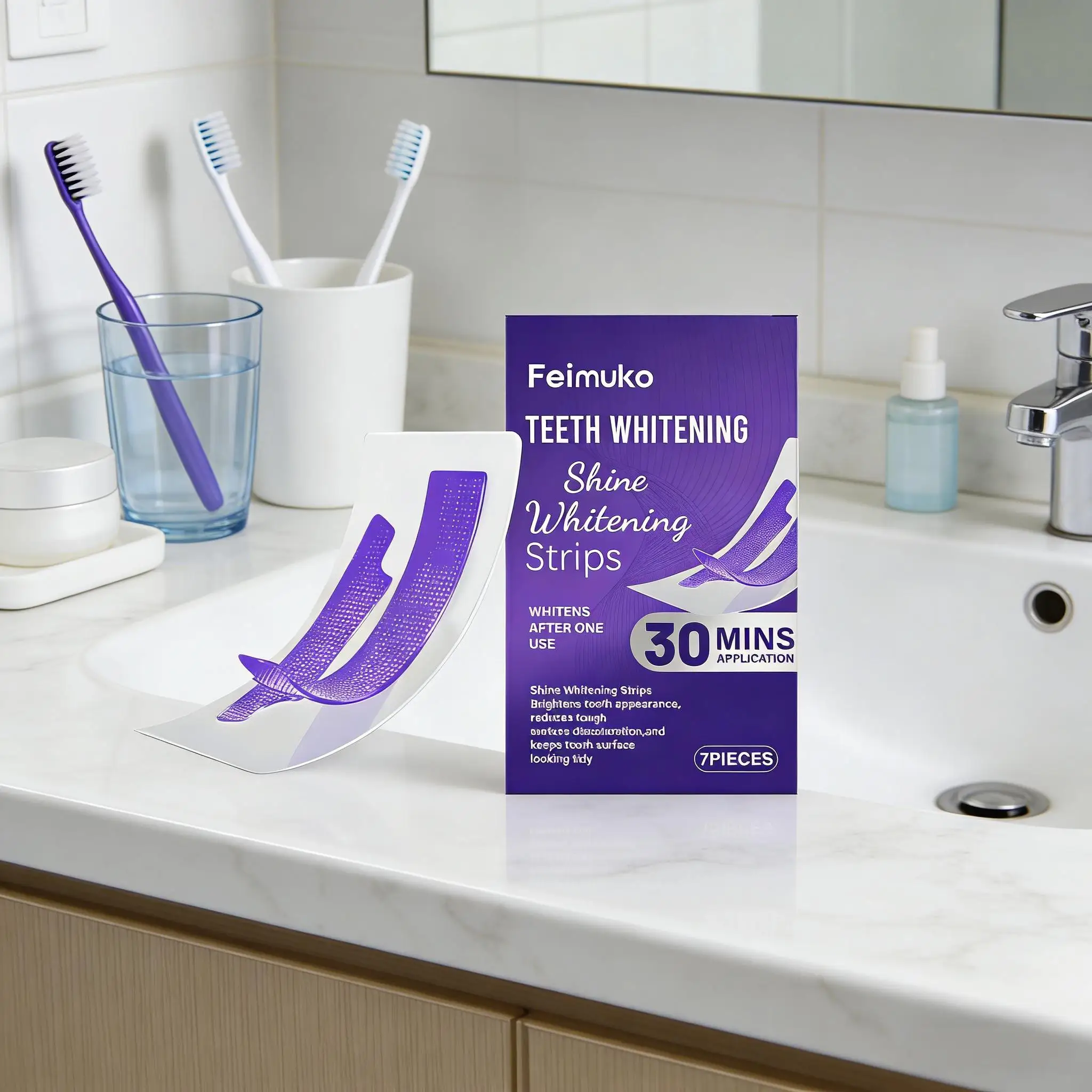 Teeth Whitening Strip Reduce Sensitivity Enamel Remove Plaque Stains Professional Tooth Brighten Painless Bleaching Dental Care view 3