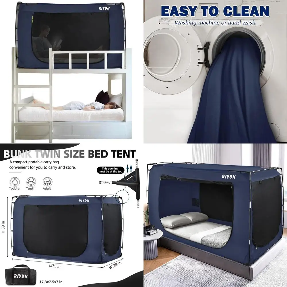 

Портативная палатка-тент для сна размером Twin для взрослых и детей - 80% затемнения, 3 входа, дышащая, просторная, для использования в помещении