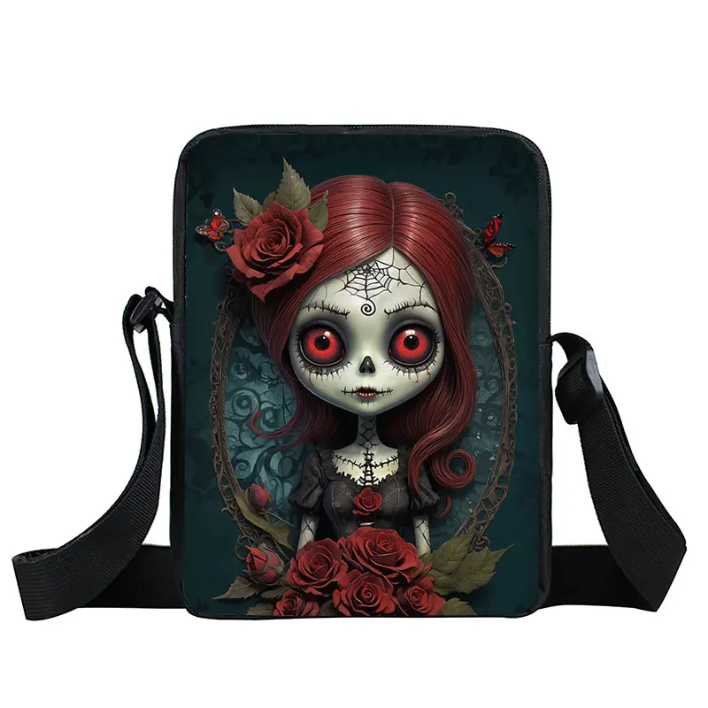 Horror Nightmare Zombie Girl pattern Crossbody Bag Dark Gothic Girls Women Handbag Key Money Phone Holder Messager Shoulder Bag