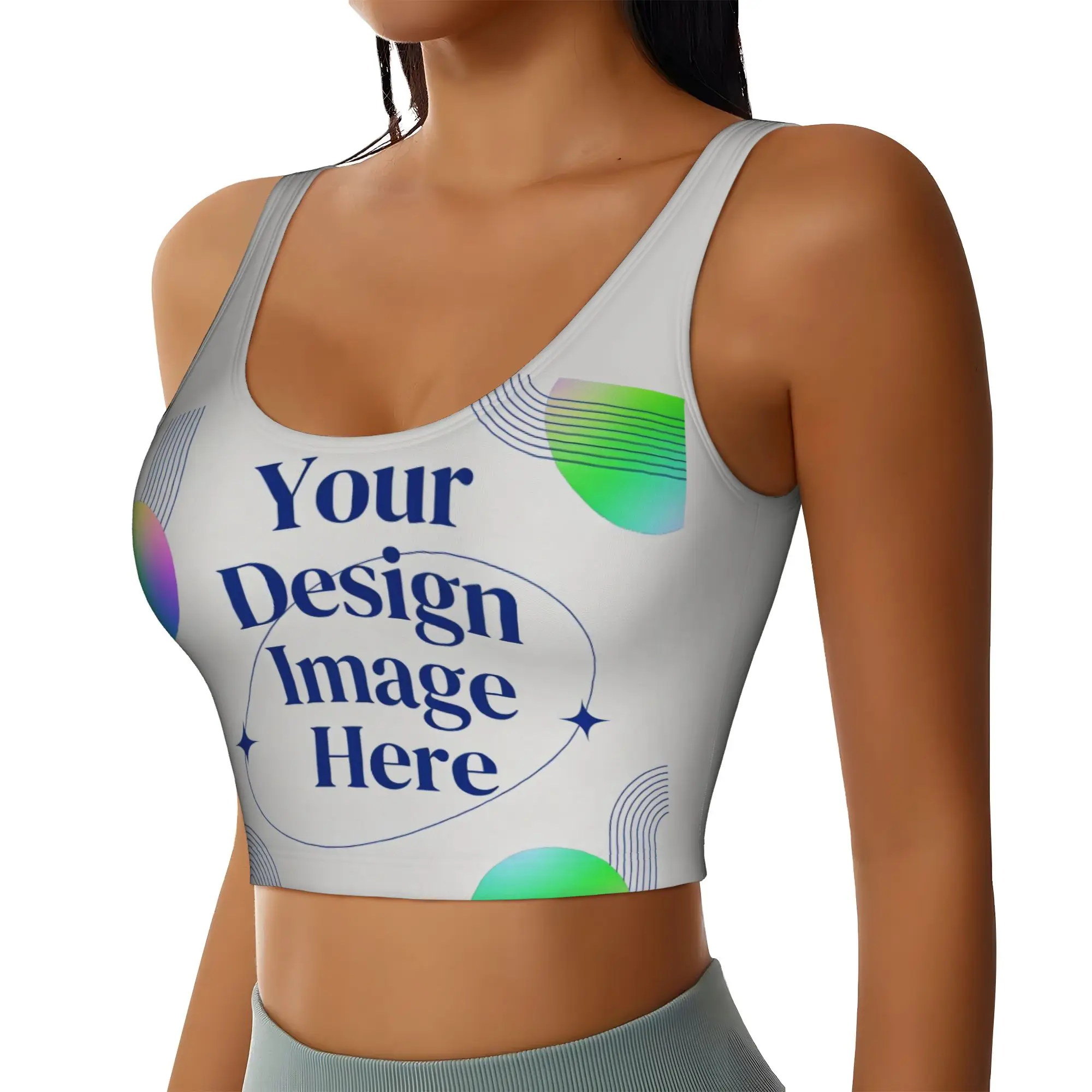 Custom Custom Your Photo Logo Text High Impact Sports Bras Women's Personalized Image Seamless Workout Yoga Crop Tank Tops