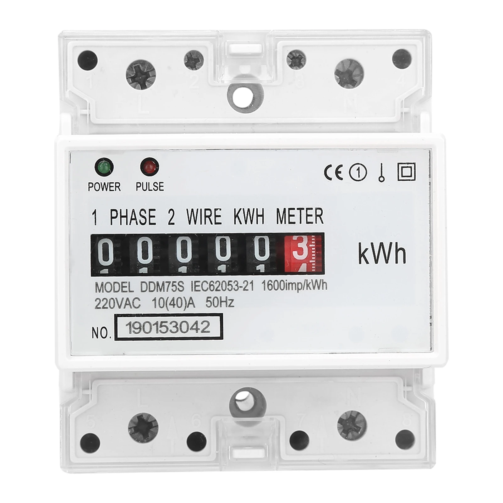 DDM75S 10-40A Single Phase 4P LED Din Rail Electricity Power Consumption Wattmeter Energy Meter