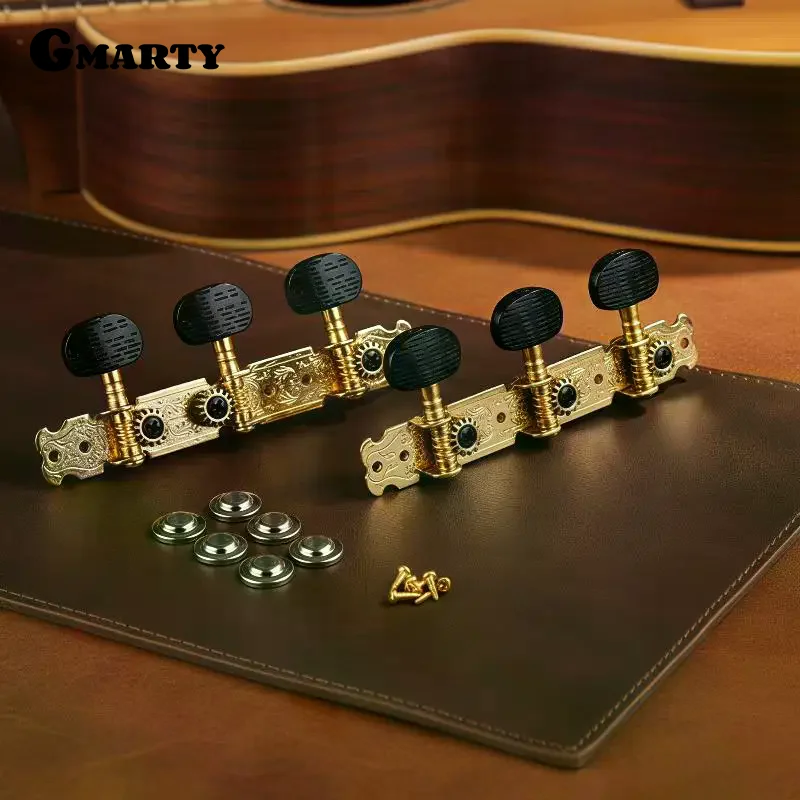 Classical Guitar Tuning Machine Heads 3L 3R 1 Pair Gold Plated Anti-Corrosion Tuning Pegs for Guitar Repair Shops