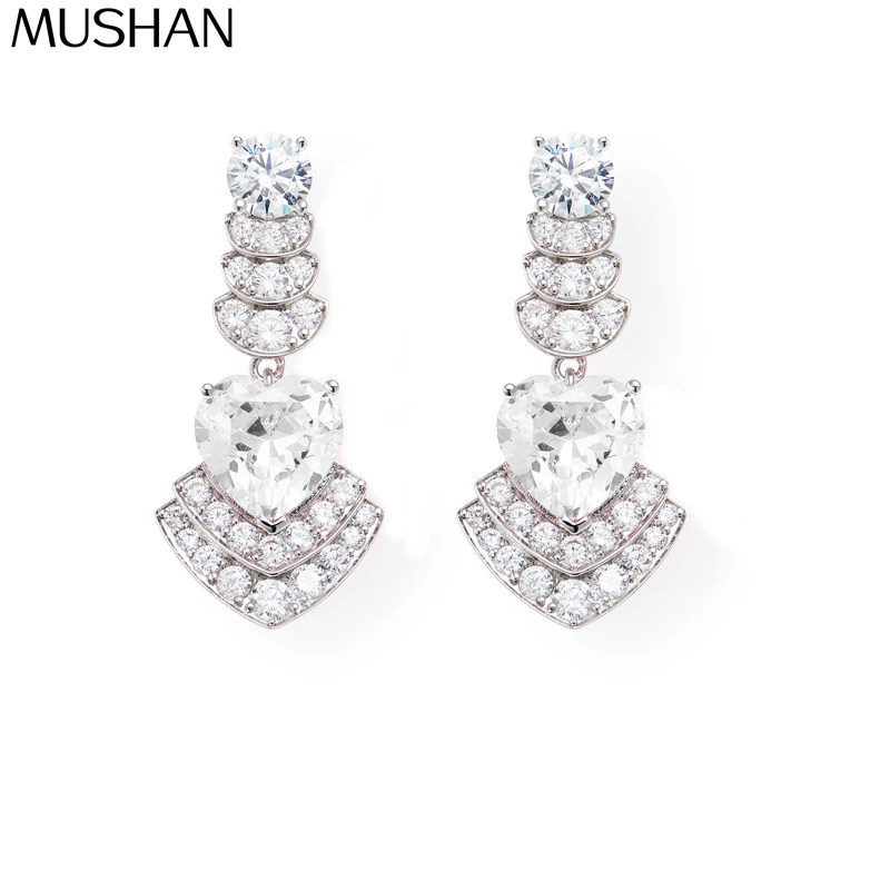 

MS MuShan Designer Jewelry 925 Sterling Silver Earrings Zircon 5A Chandelier Date Night Ladies Rhodium Plated Fine Earring