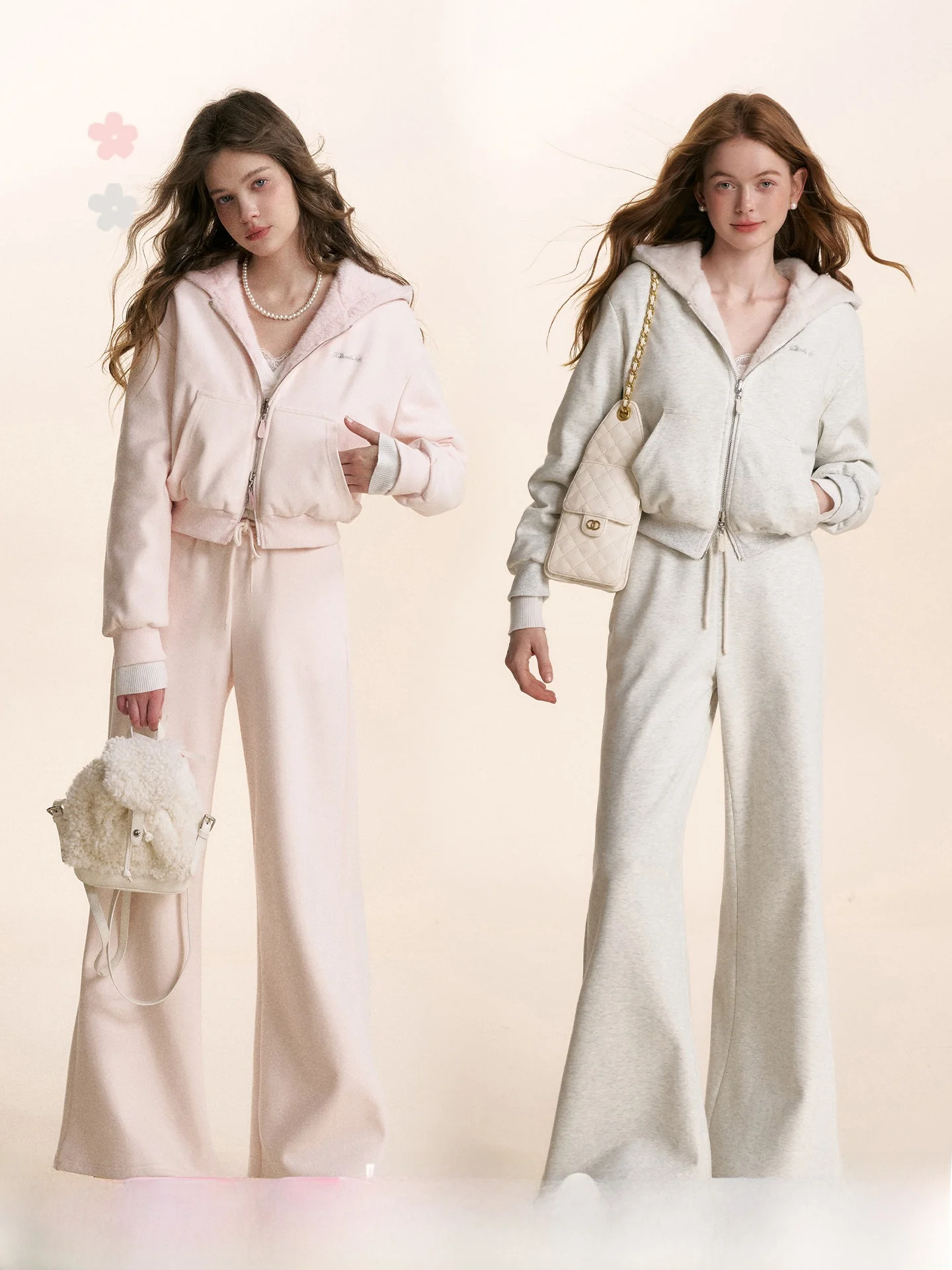 

Зимний повседневный комплект Kroche: куртка с капюшоном и брюки с высокой талией на флисовой подкладке, экологичные, на молнии, из тонкого хлопка