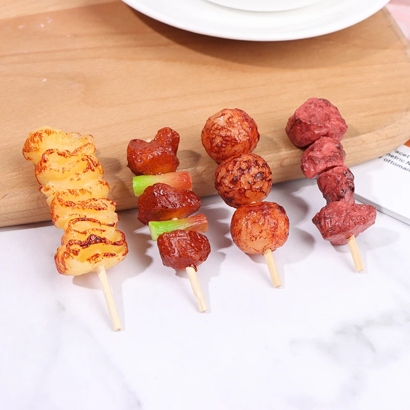 4Pcs/set Children Pretend Kitchen Games Simulation Mini BBQ Skewer Pretend Play Roast Beef Skewer Kitchen Toys For Kid Gift