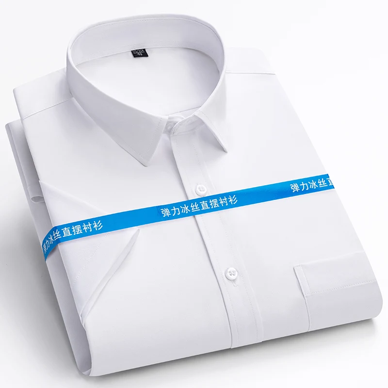 

Anti-Wrinkle Men Shirts Short Sleeves Dress Shirts For Men Slim Fit Camisa Social Business Blouse Pocket White Shirt 6XL 7XL