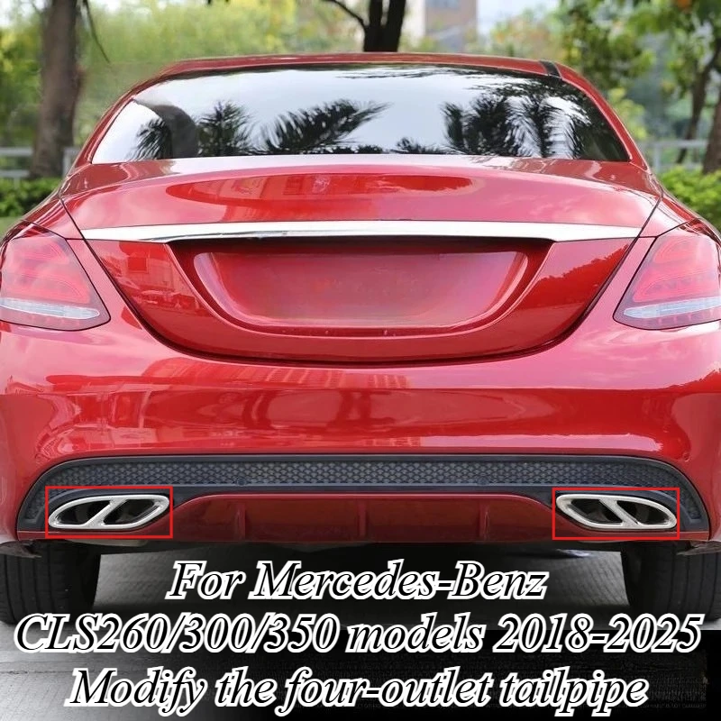 

For Mercedes CLS Class 2018-2025 Rear Exhaust Pipe Cover Trim Styling Stainless Steel Gloss Black Finish Universal Car Styling