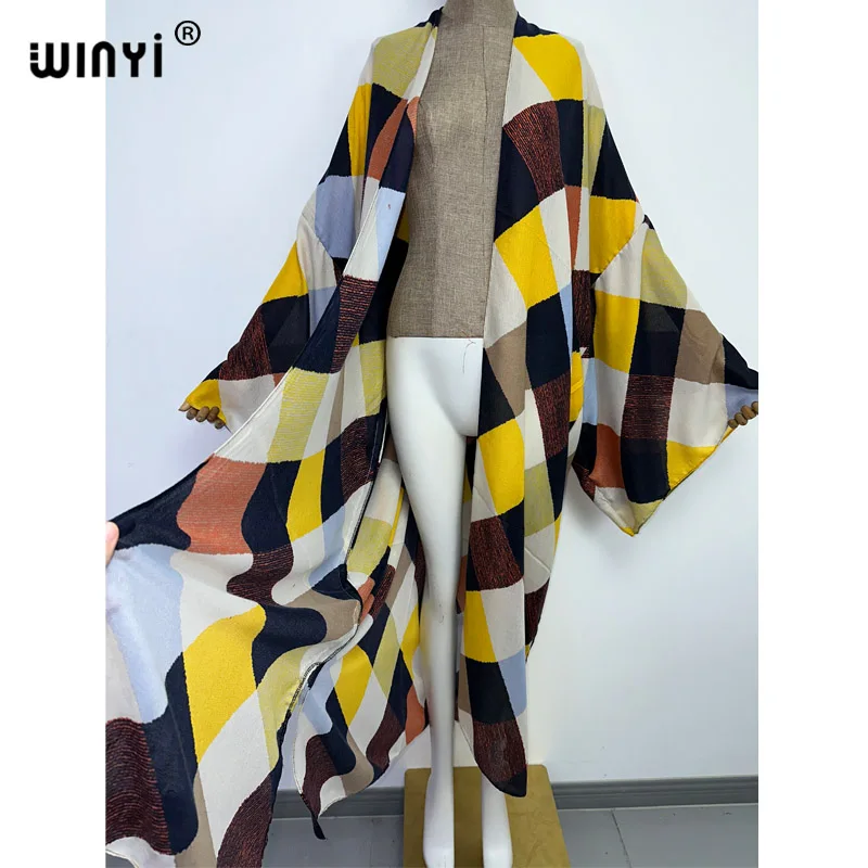 WINYI-Kimono à manches longues pour femmes, vêtements de plage, imprimé, correspondance de documents, cover-up, boho, cardigan, élégant, sexy, vacances, 2022