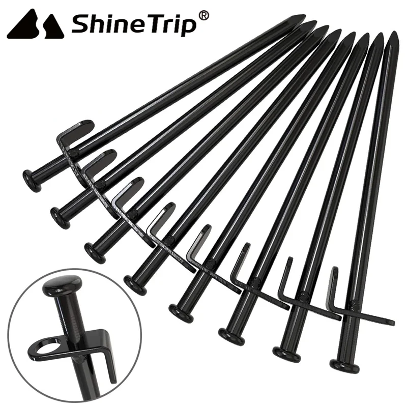 4/8 Pcs Heavy Duty Tent Stakes 20/25/30cm Forged Steel Camping Tent Pegs Multiuse Unbreakable for Outdoor Hiking Canopy and Tarp