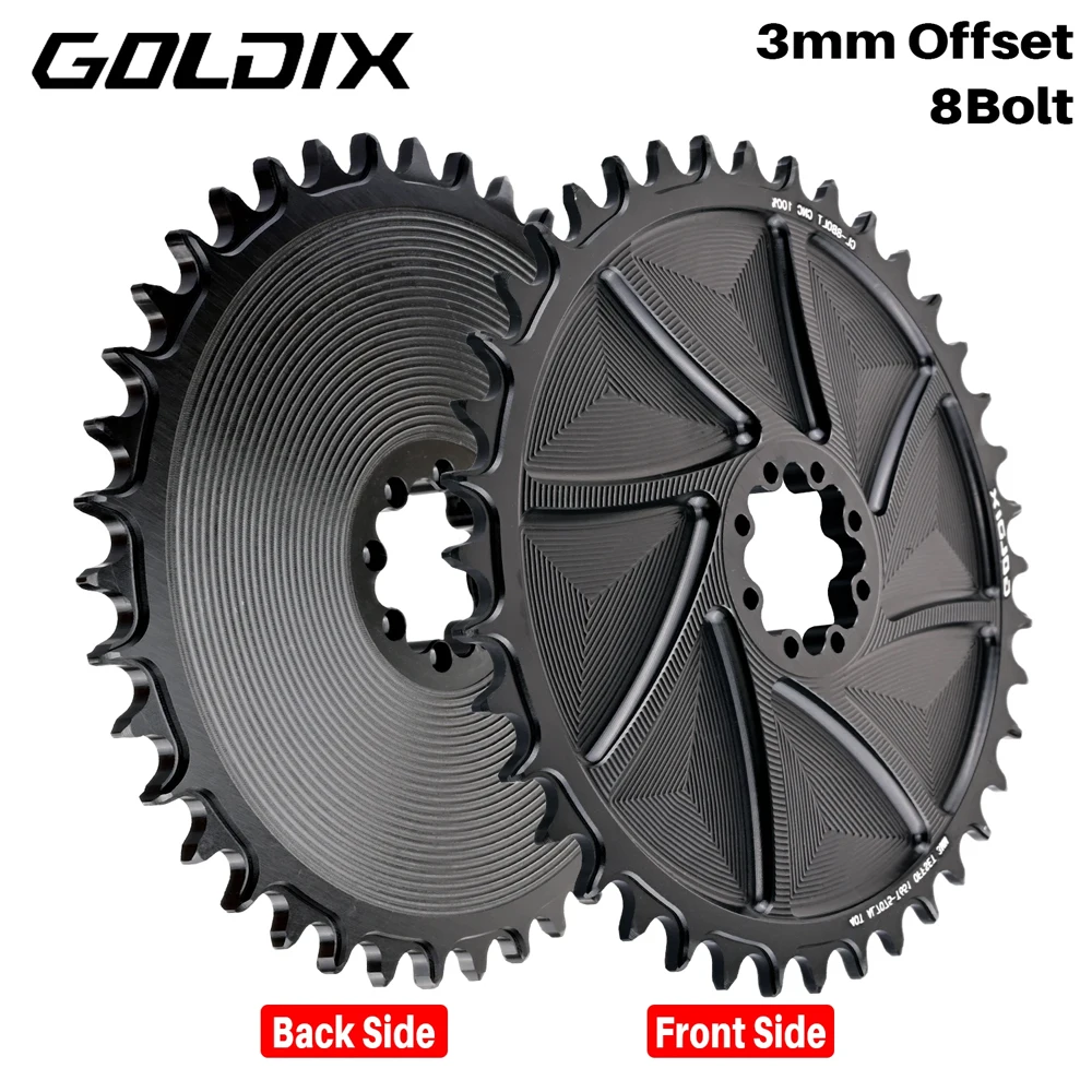 

Велосипедная широкая и узкая звезда GOLDIX 8-Bolt с вылетом 3 мм, аэродинамическая, с ЧПУ-обработкой, для шатунов 8Bolt