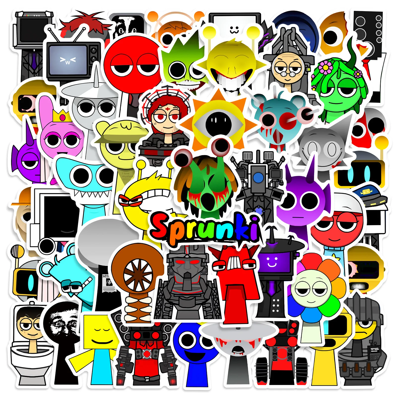 

52 шт./упак. новые наклейки Sprunki Incredibox Sprunki наклейки для телефона, ноутбука, чемодана, ноутбука, скейтборда, водонепроницаемые наклейки