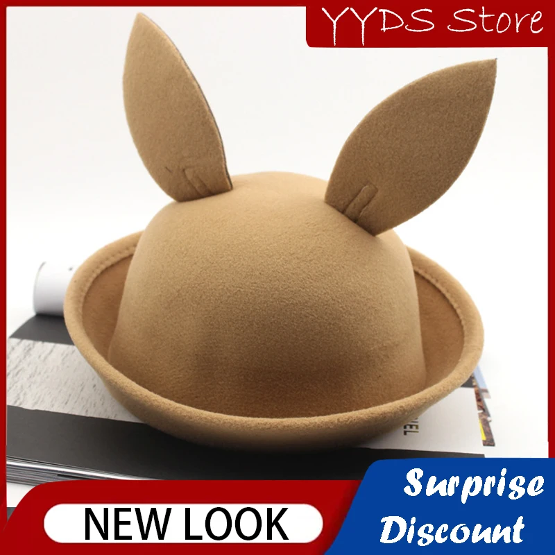 

Cute Baby Hat With Ears Spring Summer Baby Girl Boy Wool Felt Hat Kids Fedoras Cap Children Sombreros De Mujer