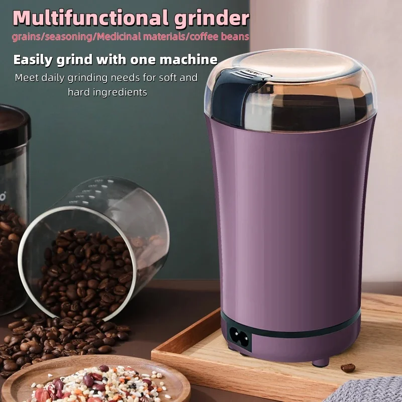 2024 New Portable Electric Coffee Grinder Household Small Grain Grinder Stainless Steel Nut Bean Grain Grinding Mixer