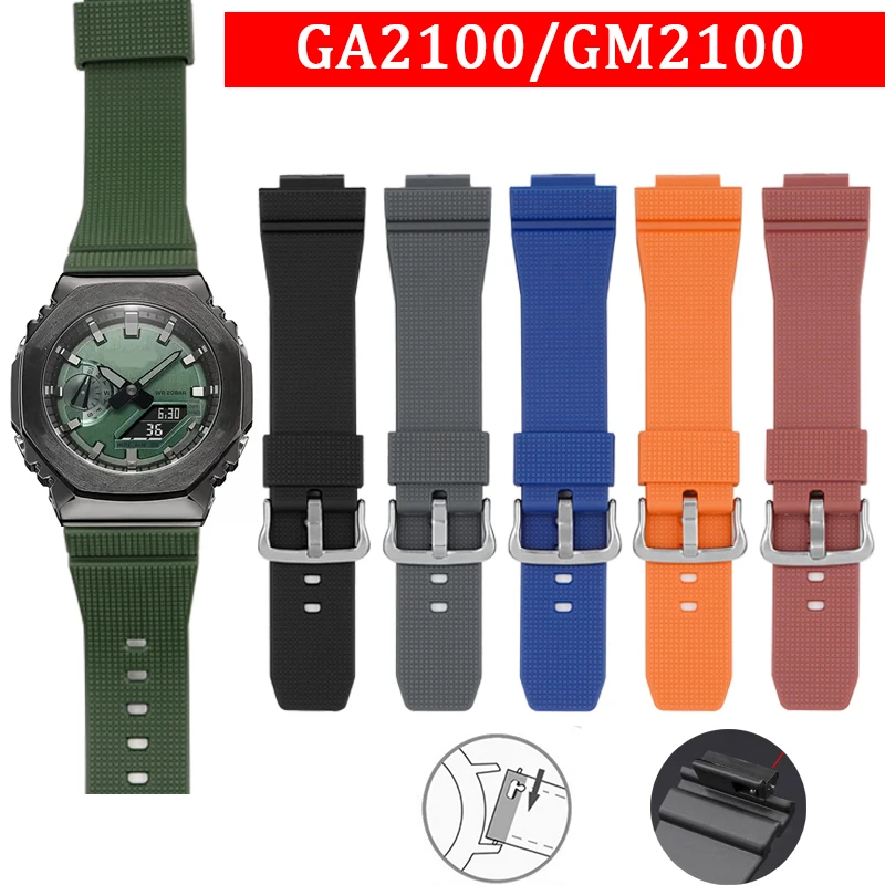 16MM Rubber Strap for Casio G-SHOCK YOUTH Series GA2100 GM2100 Quick Release Waterproof Sports Watch Band Replacement Parts