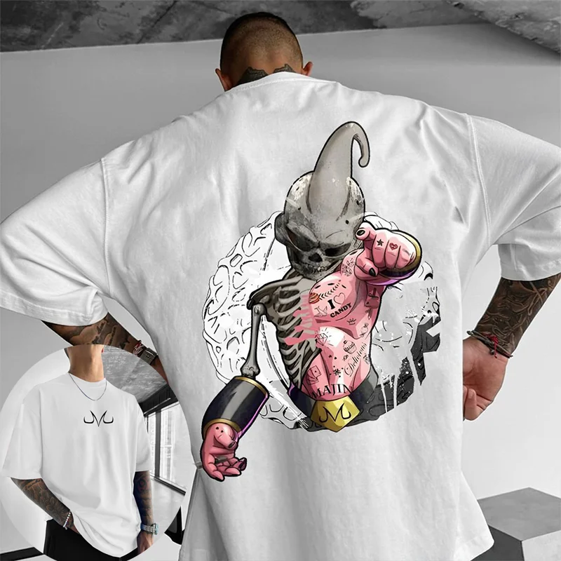 Anime Dragon Ball Z Majin Buu Men T-Shirt New Summer Large Size Shirt Short Sleeve Boy Birthday Gift Pure Cotton Unisex Clothes