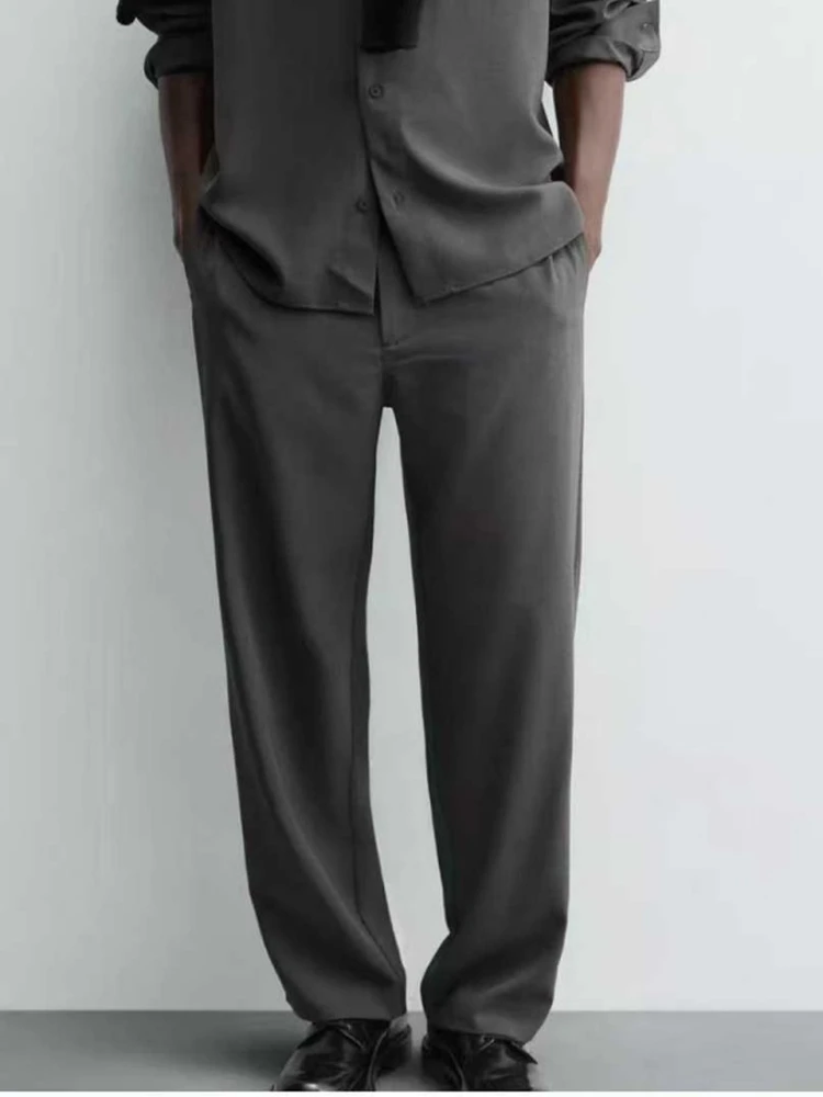 

2026 Spring New Men's Straight Leg Pants Casual Bla Loose Fit Versatile Simple Sle Drapey Polyester Fiber M Clothing