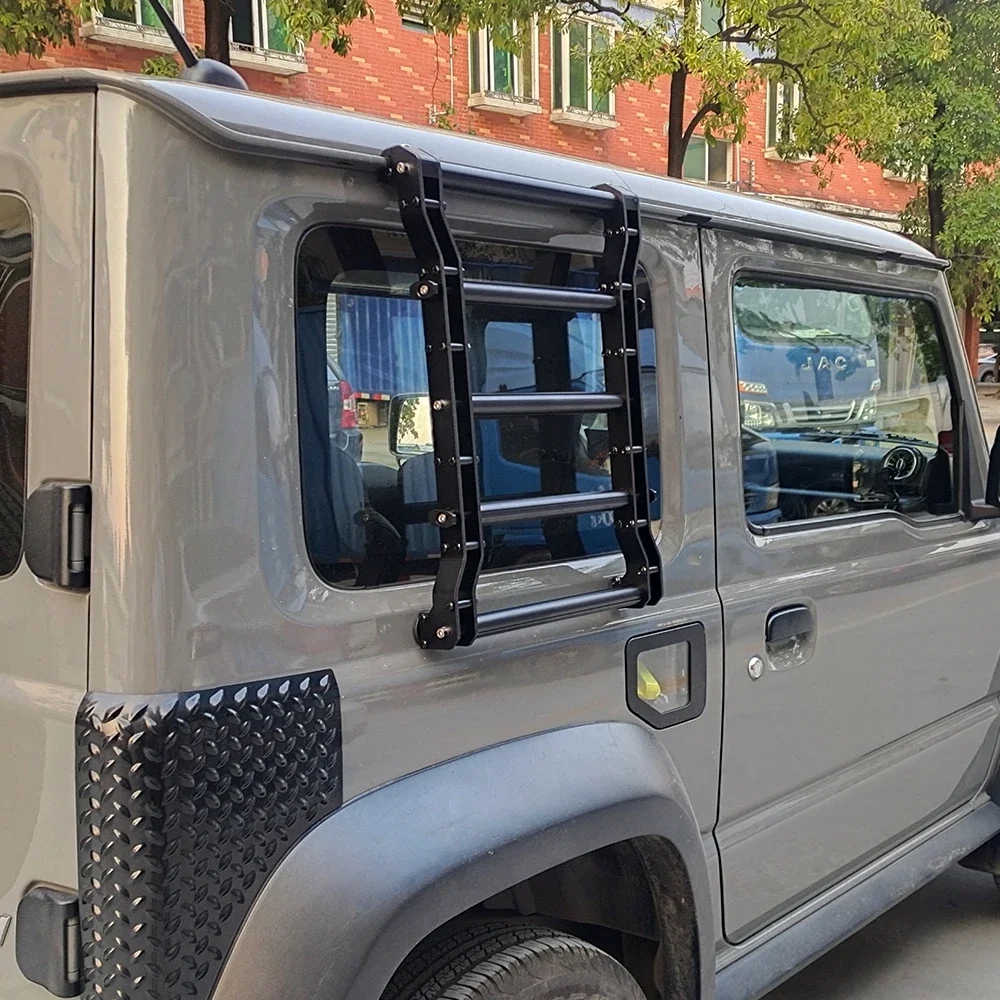 Side Window Ladder for Suzuki Jimny JB64 JB74 2019+ Aluminum Side Mounted Climbing Ladder Roof Rack Tent Access 4x4